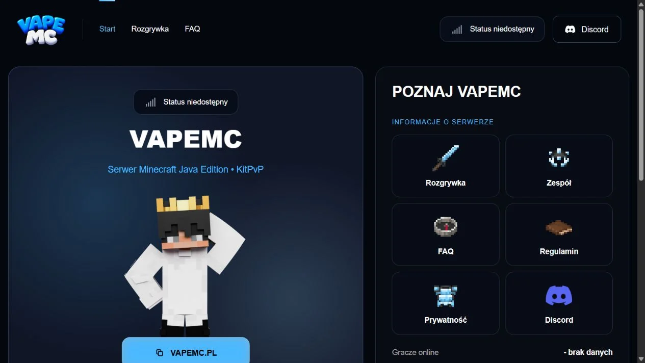 Podgląd strony VapeMC
